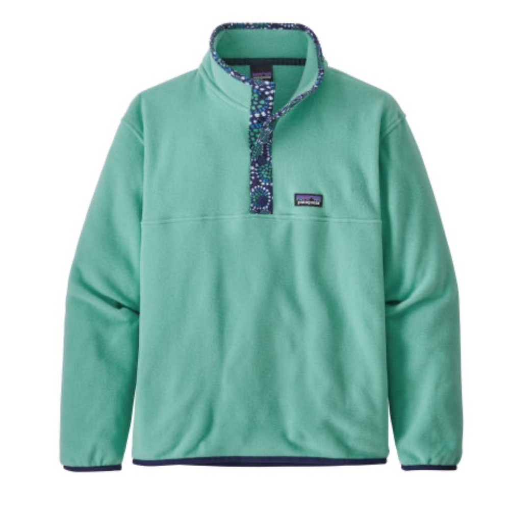 Patagonia Mint Green Fleece with Patterned Trim